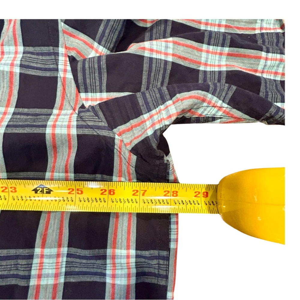 Izod Button Down Shirt 100% Cotton Long‎ Sleeve Blue/Green Check Plaid Mens 2XLT - Picture 8 of 10
